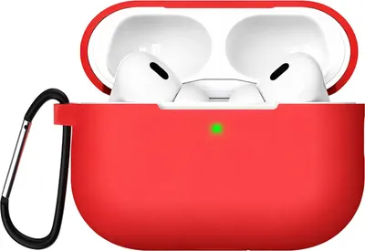 Produktbild von AirPods Pro 2 Silikon Schutzhülle mit Karabiner, Soft Touch Case, stoßfeste Hülle, rutschfest, 360° Schutz,  Rot