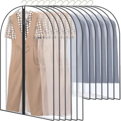 Zdjęcie produktu dla Torba na ubrania czarna 12 sztuk 60 x 120/100 cm przezroczysta wodoodporna