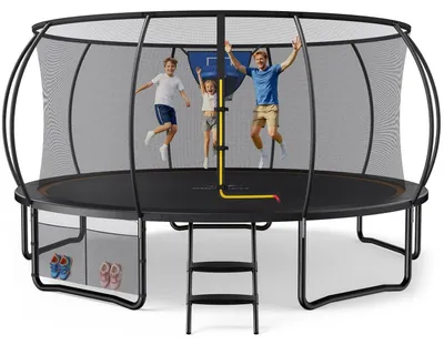 Produktbild von Gartentrampolin Outdoor 305cm/366cm/427cm/488cm mit Sicherheitsnetz und Basketballkorb, MaxLoad 150KG