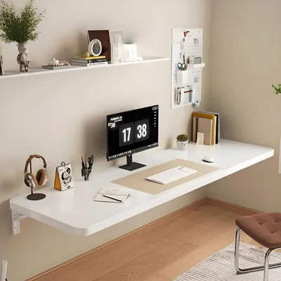 Imagen del producto de Mesa plegable de pared, color blanco, 100 x 20 cm
