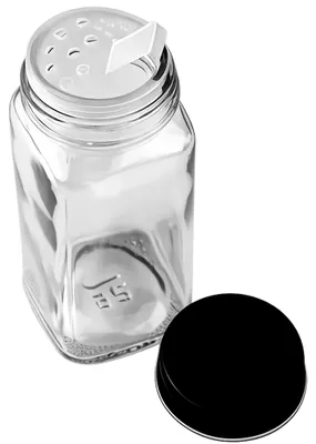 Produktbild von Quadratisches Glas, 120 ml, Schraubdeckel, Durchmesser 42 mm, mit Sieb
