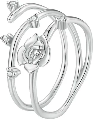 Image de Bague triple rose en argent 925, taille 17