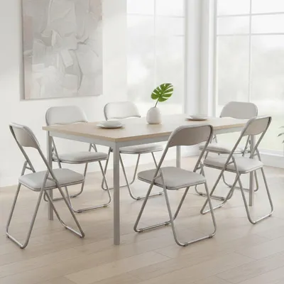 Produktbild von Klappstuhl Dgraf, Set mit 6 platzsparenden Stühlen, Gästestuhl, Besprechungssitz aus , 43x47h80 cm, Weiß
