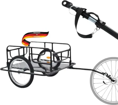 Produktbild von DELUKE® Fahrradanhänger mit Ladefläche NOEC schwarz | Klappbar | bis 50kg | 2 Getränkekisten | Lastenanhänger für Fahrrad Transportanhänger