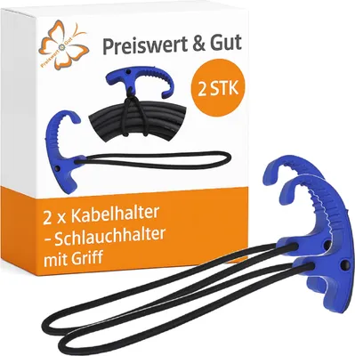 Produktbild von Kabelhalter mit Griff 2er Set für Verlängerungskabel bündeln, Stromkabel bündeln – wiederverwendbarer Kabelbinder elastisch