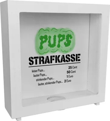Produktbild von Rahmen Spardose aus Holz für Familien mit lustigem Spruch - Pups Strafkasse