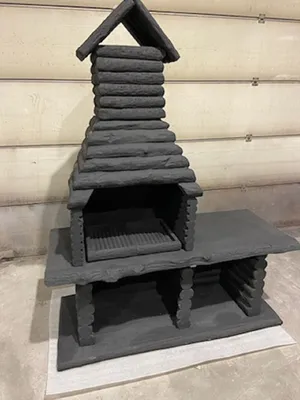 Produktbild von Casa Padrino Luxus Gartengrill Schwarz 162 x 70 x H. 205 cm - Beton Grillkamin in Holzoptik - Luxus Garten Accessoires
