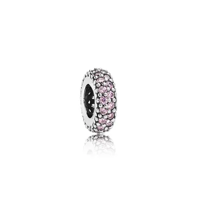 Zdjęcie produktu dla PANDORA, element łączący, srebrny, różowy, z pavé, kolekcja Inspiration, numer modelu: 791359PCZ