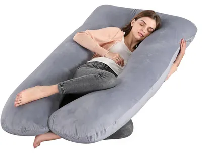 Immagine prodotto di Cuscino per gravidanza - Cuscino a forma di U per tutto il corpo - Copertura rimovibile e lavabile - Cuscino per chi dorme su un lato - Supporto per le gambe - Cuscino per l'allattamento - 140 x 70 cm - Grigio