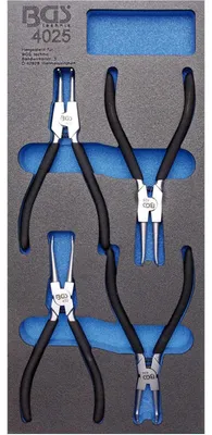 Sicherungsringzangen-Set 4-tlg., 180 mm, gebogen & gerade