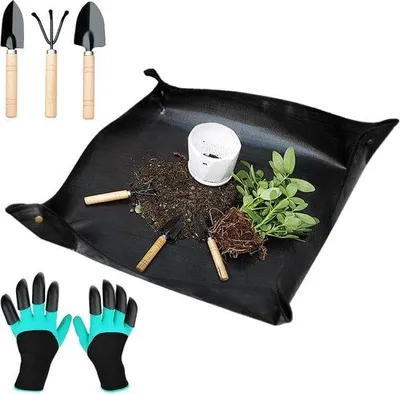 Productafbeelding van Famanu plantenmat, waterdicht - 100x100 cm, opvouwbaar, draagbaar, zwart