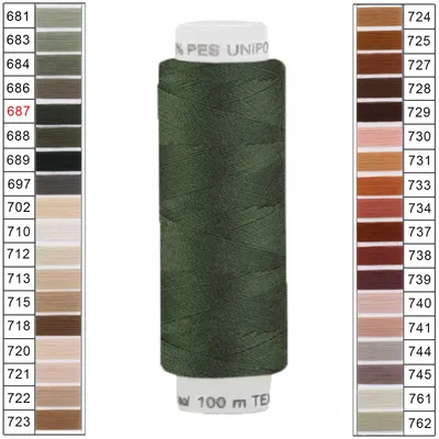10 x 100m / 10 Spulen Unipoly 120 TEX14x2 Polyester Nähgarn Artikel 5v6 armeegrün