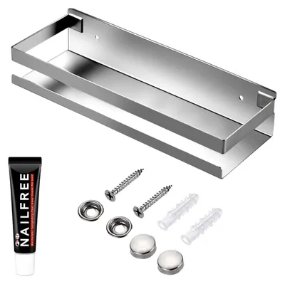 Produktbild von Schwebende Edelstahl-Regale, rechteckige Wandregale für Badezimmer, Küchen und Waschküchen (30 cm, silber)