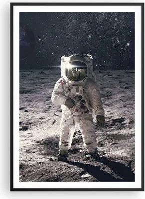 Produktbild von Gerahmtes Poster - Schwarzer Rahmen - Mond Erde Astronaut - 70x100 cm - Wand Bild - Wanddeko - Wandbilder - Kunstposter - Wandposter - Bilderrahmen - Bilder - Kunstdruck - P2BPA70x100-4882