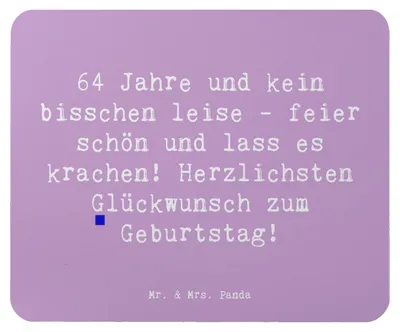 Produktbild von Mr. & Mrs. Panda Mousepad Spruch 64. Geburtstag - Lavendeltraum - Geschenk, Happy Birthday, pc mausunterlage, unvergessliche Momente, Alter, Geburtstagspersonalisiert