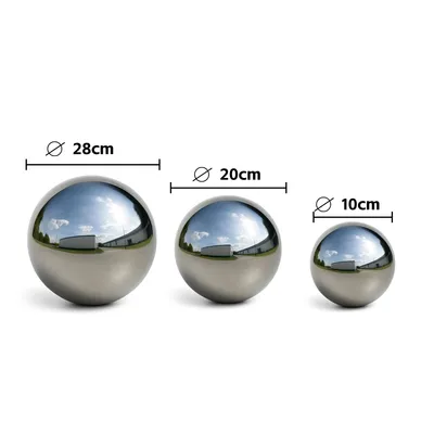 Produktbild von 3er Köhko Gartenkugeln poliert aus hochwertigem Edelstahl 10, 20 und 28 cm Dekokugeln-Set