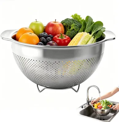 Produktbild von Küchensieb 25 cm, Edelstahl, mit Griffen, für Nudeln