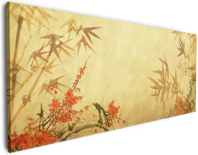 Produktbild von Wallario Premium Leinwandbild Herbststimmung  alter Papyrus mit Herbstmotiven in Größe 50 x 125 cm