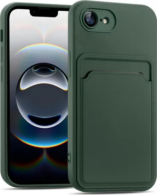 Image de Étui pour iPhone 17e / iPhone 16e Étui en silicone Étui de protection avec compartiment pour cartes Slim Cover, vert