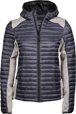 Produktbild von Tee Jays 9611 | Damen Hooded Aspen Crossover Jacket - Farbe: Space Grey/Grey Melange - Größe: M