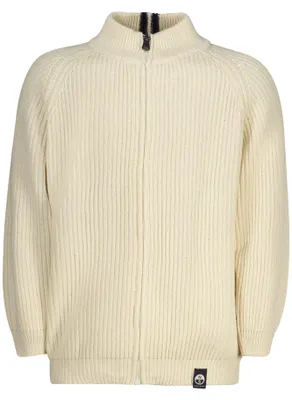 Produktbild von Weiße Kinder-Strickjacke mit Reißverschluss und Logo für den Winter
