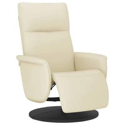 Image de vidaXL Fauteuil relax avec repose-pieds Crème Similicuir