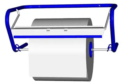 Productafbeelding van Wandhouder voor schoonmaakrollen, afmetingen 33,5 cm x 23,5 cm x 52,5 cm, blauw, geschikt voor schoonmaakrollen