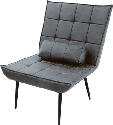 Produktbild von ML-Design Loungesessel Anthrazit Moderner Polstersessel mit Lendenkissen für Wohnzimmer Retro Design-Sessel mit Metallbeinen Kunstleder PolyurethanAkzentstuhl