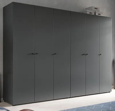 Produktbild von Kleiderschrank "Carter" in grau Drehtürenschrank 6-türig 240 x 176 cm