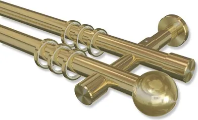 Produktbild von Interdeco Gardinenstange, Vorhangstange Messing-Optik Modell Prestige Luino, 20 mm Ø 2-läufig, 180 cm