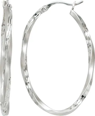 Produktbild von JOBO Creolen oval 925 Sterling Silber rhodiniert teilmattiert Ohrringe