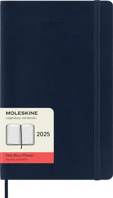 Produktbild von Moleskine 12 Monate Tageskalender 2025, Large/A5, 1 Tag = 1 Seite, Weicher Einband, Saphir