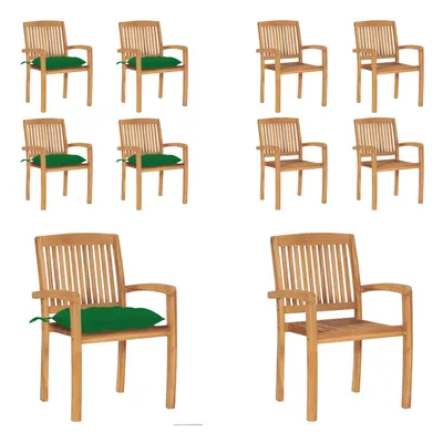 Produktbild von vidaXL Stapelbare Gartenstühle mit Kissen 4 Stk. Massivholz Teak - Gartenstuhl - Gartenstühle - Holzstuhl - Holzstühle