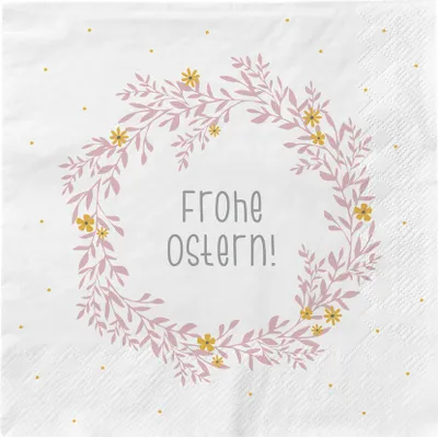 Produktbild von Servietten Frohe Ostern Blumen, Accessoires, 20 Stück, 12,5 x 12,5 cm