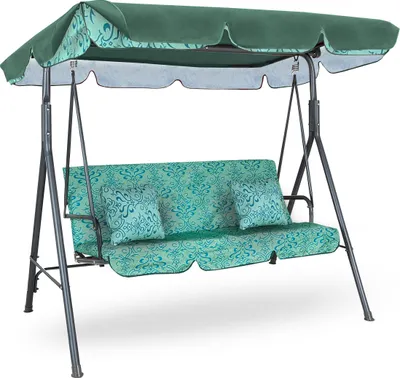 Produktbild von Aga MAJKA Hollywoodschaukel Prestige Grün, Gartenschaukel 200 kg belastbar, 3-Sitzer mit Dach & Sitzauflage, Hängeschaukel, Schaukelbank für Garten - Terrasse