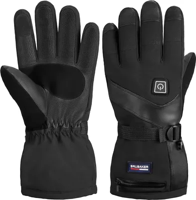 Produktbild von BRUBAKER Beheizbare Skihandschuhe mit Akku - wasserdichte und Winddichte Winterhandschuhe für Herren und Damen - 3 Stufen Temperaturregler Heizung - Thermo Handschuhe Skifahren, Motorrad - Größe L/XL