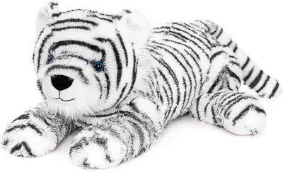 Image de Grande peluche tigre câline aux yeux bleus pour enfants et bébés
