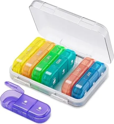 Produktbild von Wöchentlicher Pillen-Organizer 3-mal Täglich, Großer 7 Tage, Tragbare Pillendose 21 Feuchtigkeitsbeständiger Pillendosierer, Reise-Pillenbox für