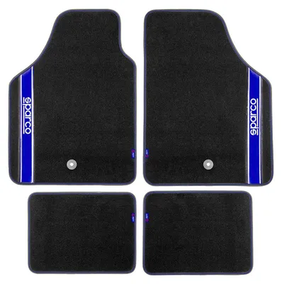 Productafbeelding van SPARCO universele vloermatten, blauw, autotapijt, geschikt voor alle weersomstandigheden, zwart, 4-delig