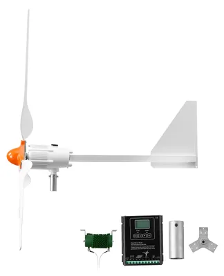 Zdjęcie produktu dla SucceBuy, turbina wiatrowa pozioma o mocy 1500W i napięciu 24V, z hybrydowym kontrolerem do energii wiatrowej i słonecznej, 3 łopatki wirnika, trójfazowy prąd zmienny, ochrona IP67, zabezpieczenie przed przeładowaniem, kontrolery MPPT i PWM, przeznaczona do domów, kamperów i łodzi