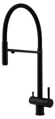 Immagine prodotto di Pure.Sink Elite Steel Flex - Rubinetto da cucina a 3 vie nero opaco con bocca flessibile e acqua filtrata PS8110-10