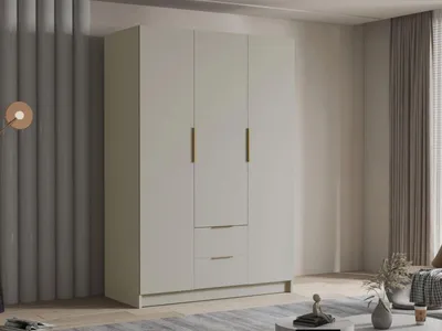 Obrázek produktu pro Vysoká šatní skříň 150 cm MARILA - kašmír / zlatá