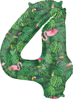 Produktbild von Folienballon Zahl 4 Dschungel 86cm
