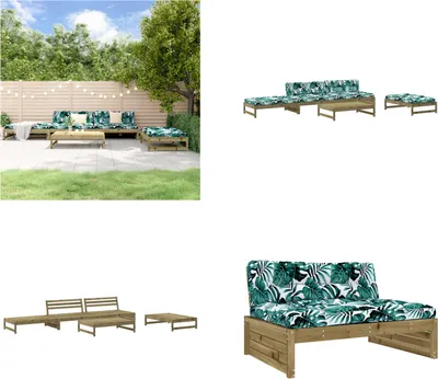 Produktbild von vidaXL 5 tlg. Garten Lounge Set mit Kissen Imprägniertes Kiefernholz - Garten Lounge Set - Garten Lounge Sets - Lounge Set - Outdoor Lounge Set