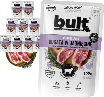 Produktbild von Bult | Feuchtigkeitsfutter für Hunde Lamm - 10x100g - 75% Fleisch - Ohne Künstliche Zusätze