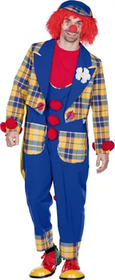 A man wearing a clown costume.