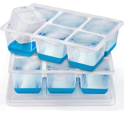 Obrázok produktu pre Forma na ľadové kocky XXL s vekom, 6 cm, bez BPA, silikón/PP, modrá