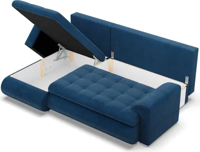 Produktbild von Links Ecksofa mit Schlaffunktion FORESTA, Sofa mit bettkasten 230x159cm, Cord, Dunkelblau