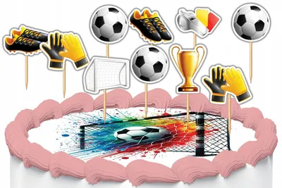 Zdjęcie produktu dla Toppery Na Tort Ozdobne Dekoracja Zestaw - Piłka Nożna Sport 10Szt.