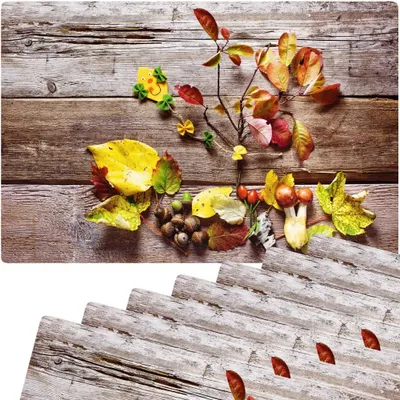 Immagine prodotto di Set di 8 tovagliette lavabili con foglie autunnali colorate